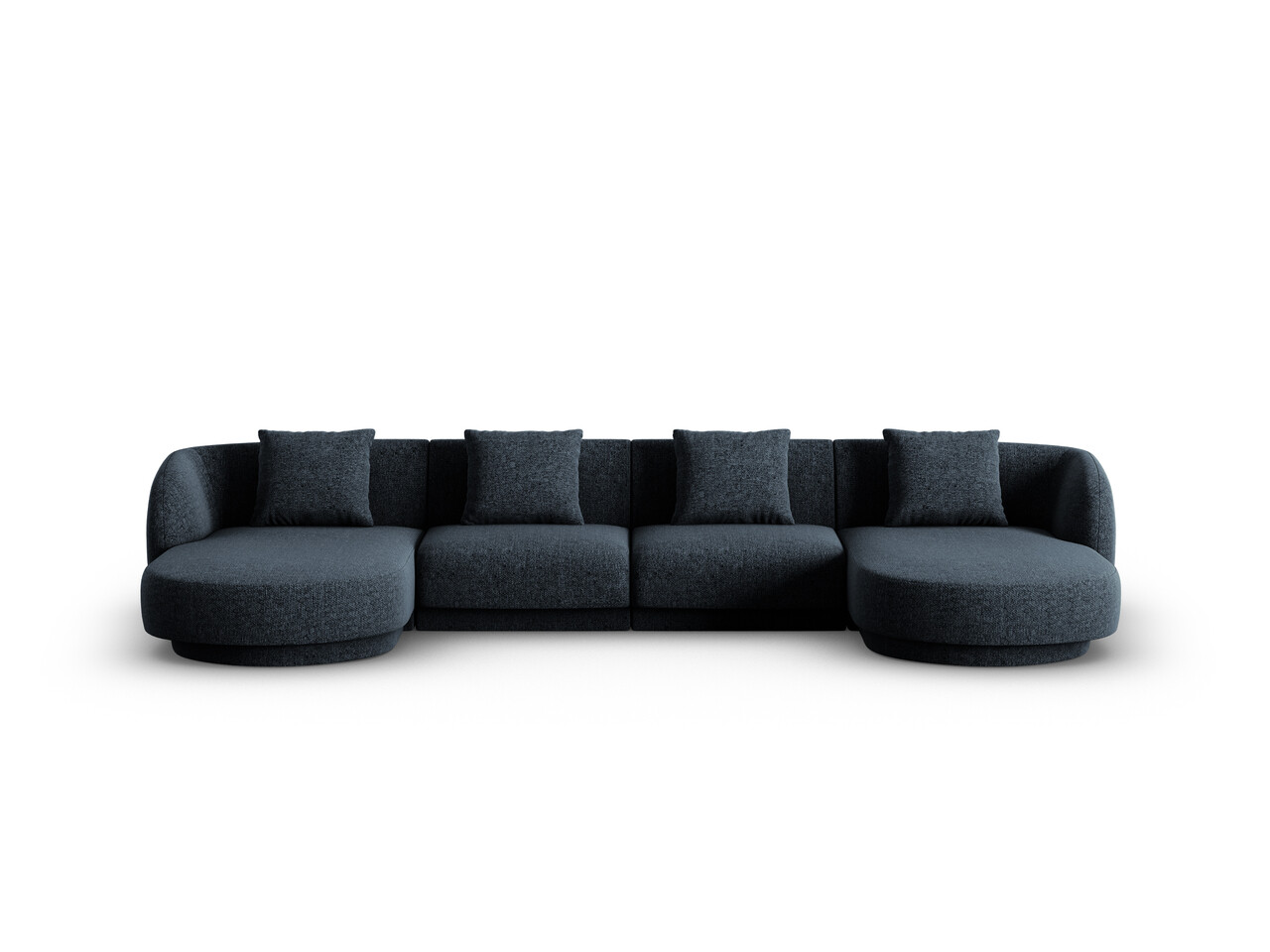 Coltar panoramic 5 locuri, Tulum, Cosmopolitan Design, 330x156x70 cm, tesatura chenille, albastru regal - imagine 6